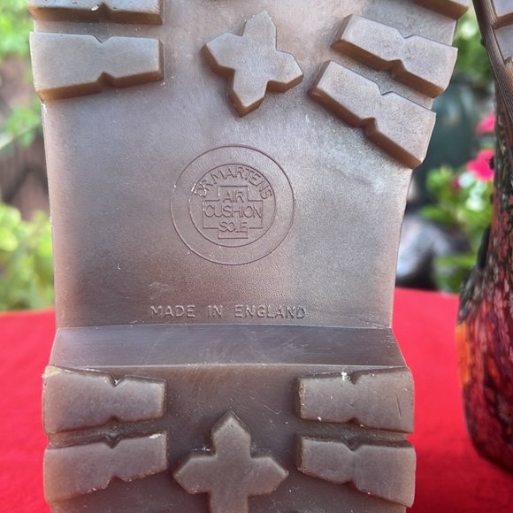 🏴 RARE 70’s / 80’s MIE Dr. Martens 6 Eye Colorful Floral Boots UK 4 - Picture 12 of 17